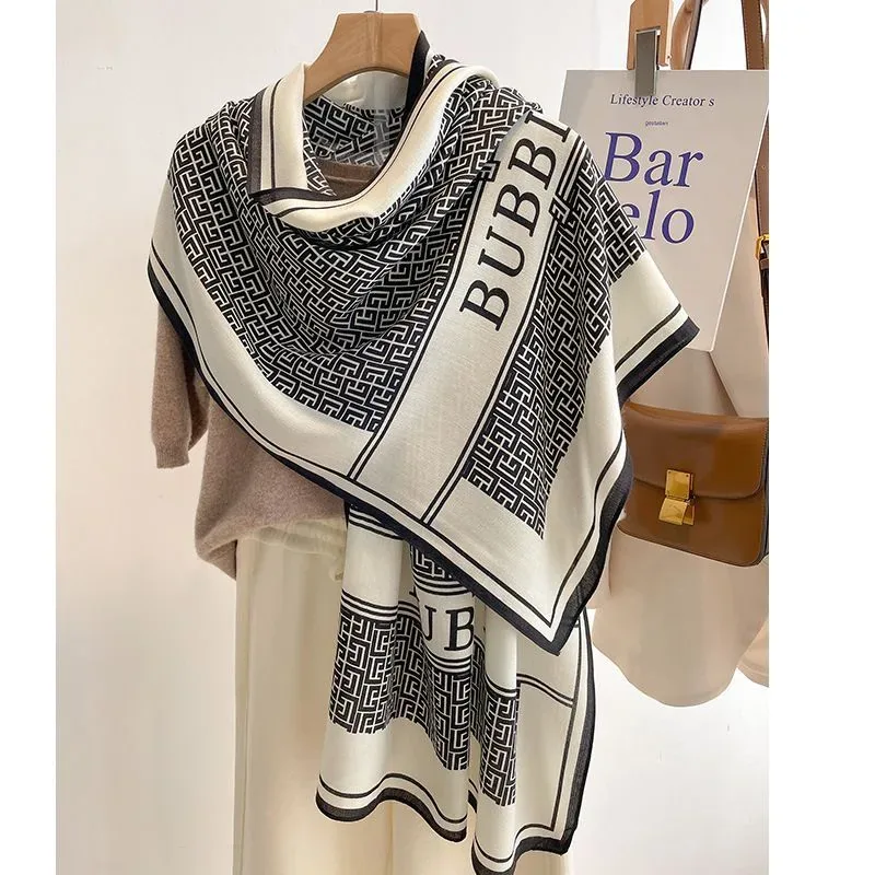 Bubbly Luxe Geometric Silk-Feel Scarf