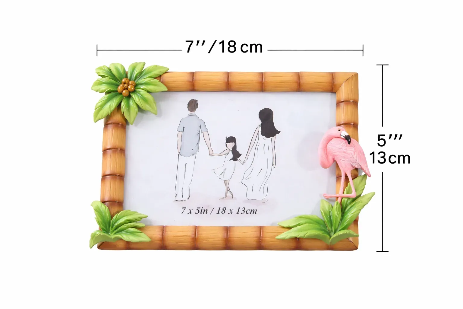Tropical Flamingo Bamboo Photo Frame – 7x5 Inch