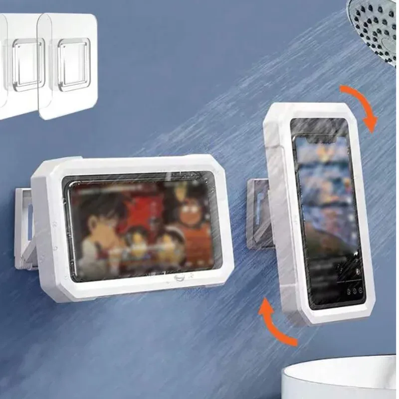 Shower Phone case Waterproof 480° Rotation, Anti-fog Touch Wall Mount Phone Holder Fit Phones