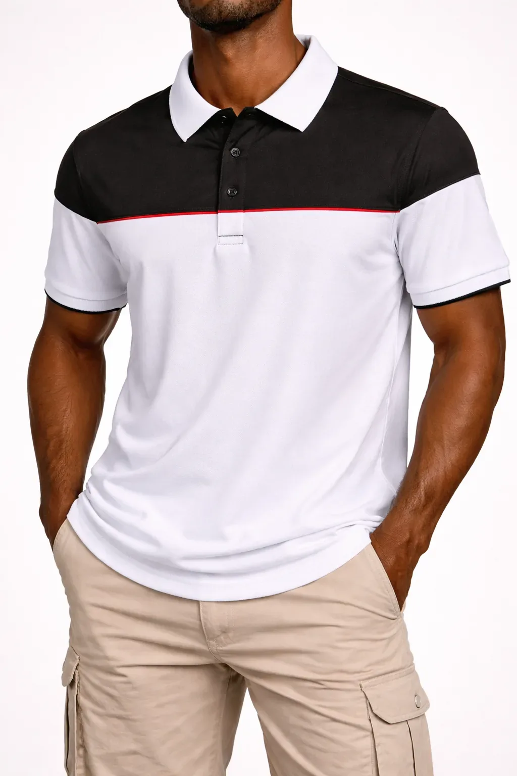 Men’s Modern Two-Tone Polo Shirt