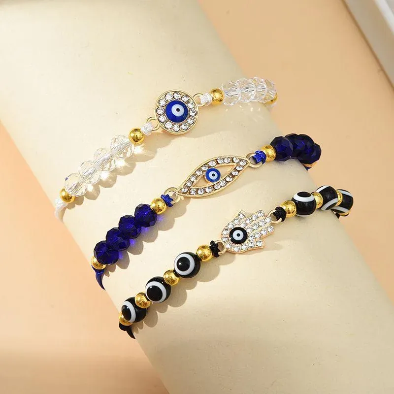 Evil Eye Protection Bracelet Set (3-Piece Charm Collection)