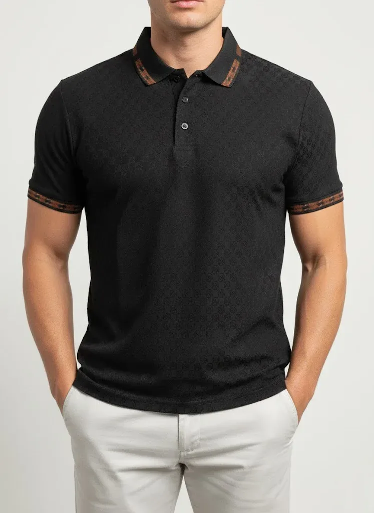 Men’s Premium Textured Camel Polo Shirt