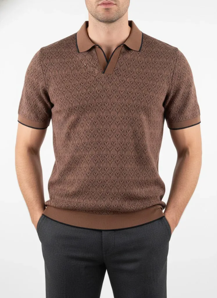 Textured Knit Polo Shirt
