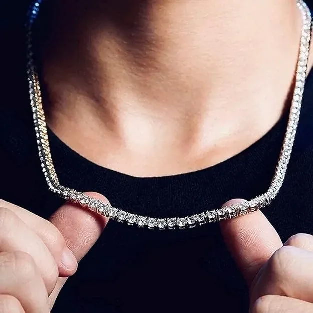 Sterling Silver Iced Out Tennis Chain