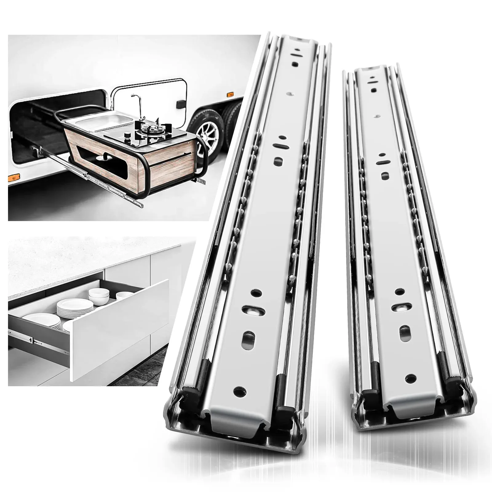 Heavy Duty Drawer Slide Rails – Metal Ball Bearing Cabinet Runners (Pair)