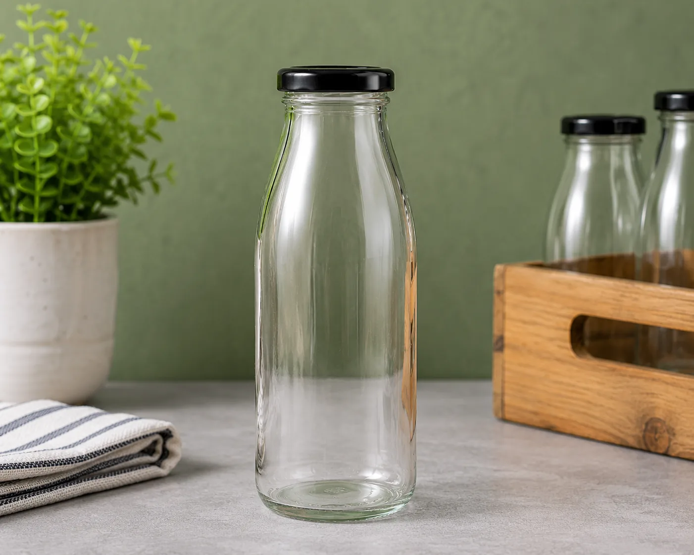 Glass Beverage Bottle with Screw Cap – 350ml