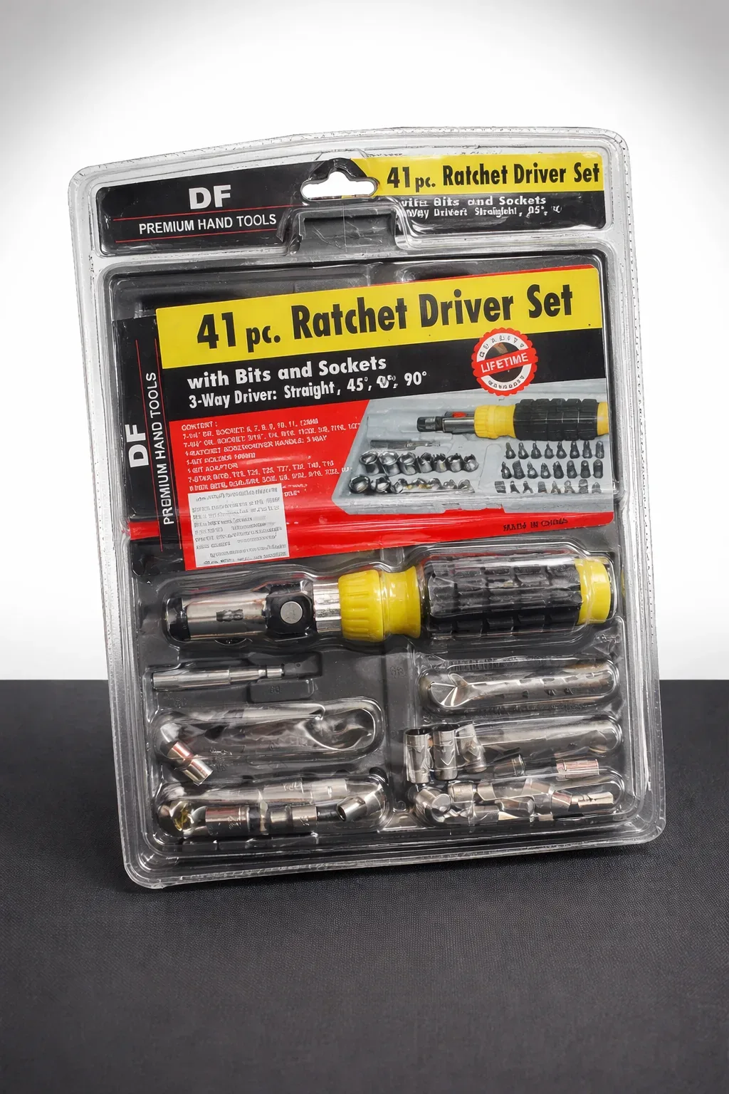 DF 41-Piece Ratchet Driver Set with Bits & Sockets (3-Way Adjustable Handle)