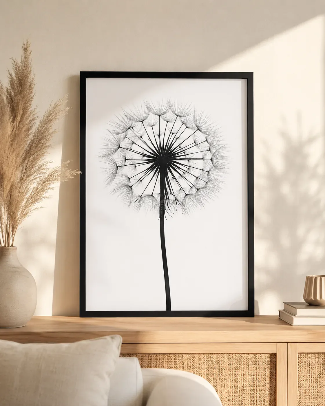 Dandelion Wall Art Frame – Black & White (A2 & A3)