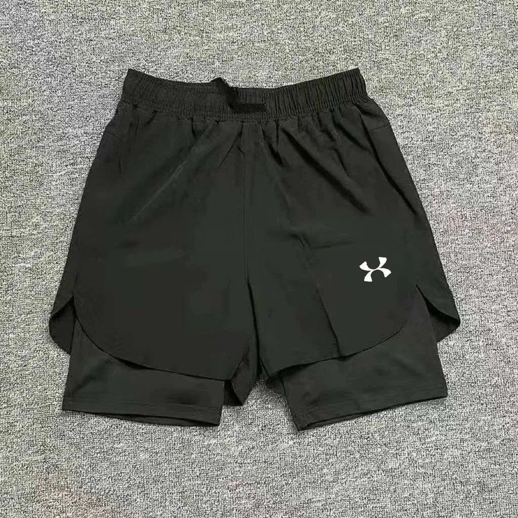 Men’s 2-in-1 Black Sports Running Shorts