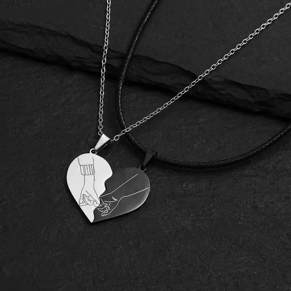 Heart Bond Couple Necklace – Matching Broken Heart Pendant