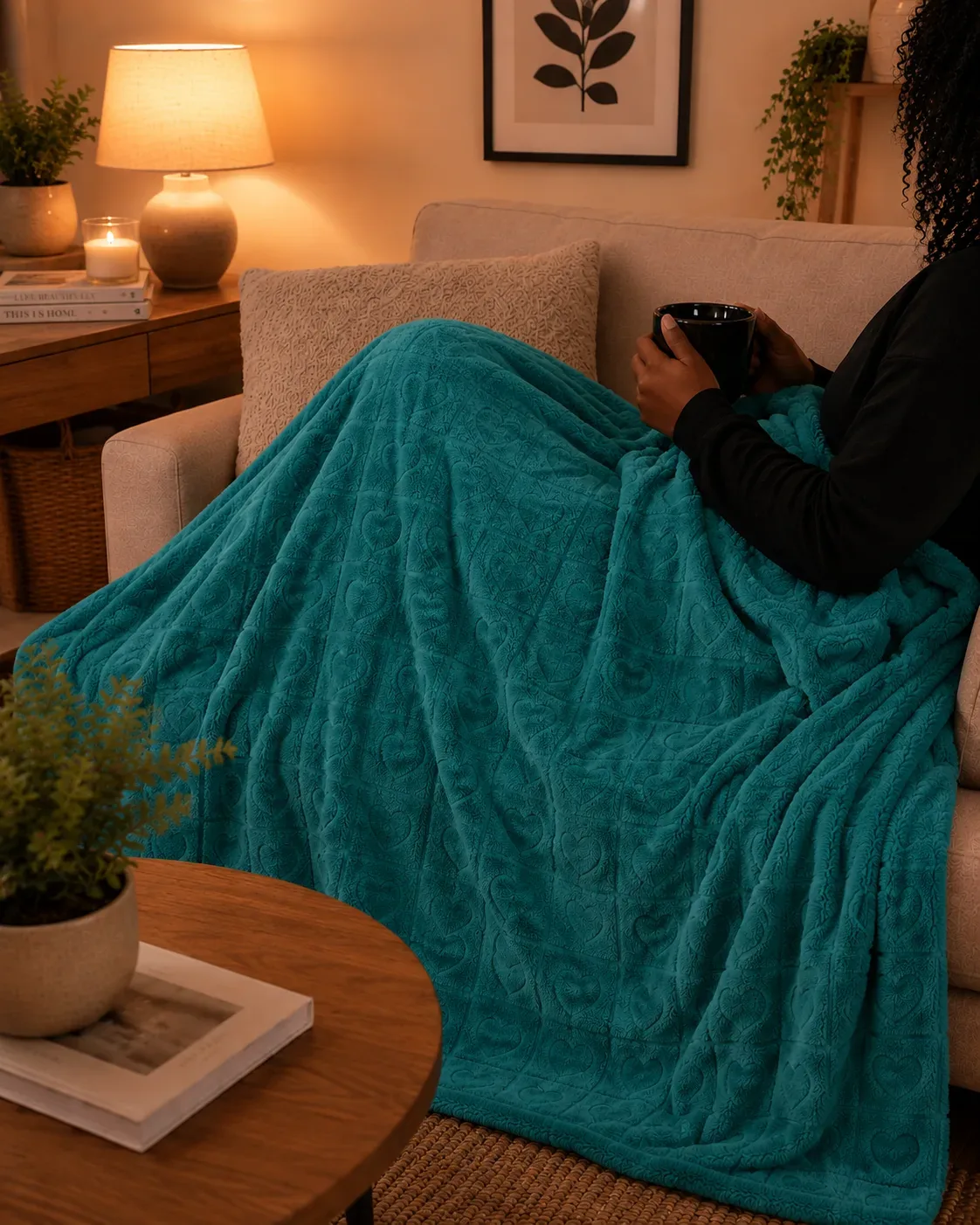 Emerald Green Plush Blanket – 140cm × 160cm