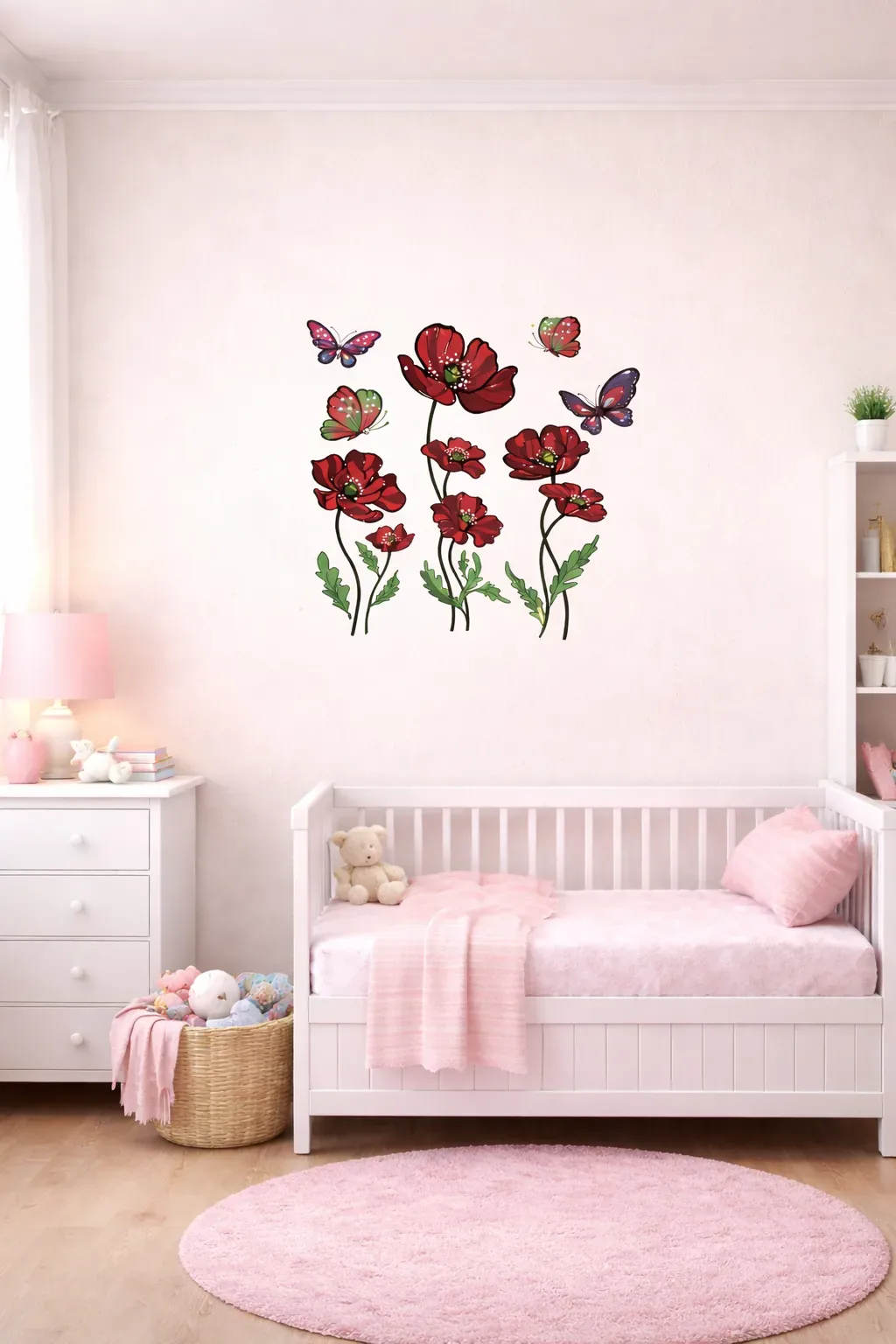 Red Floral Wall Sticker Décor