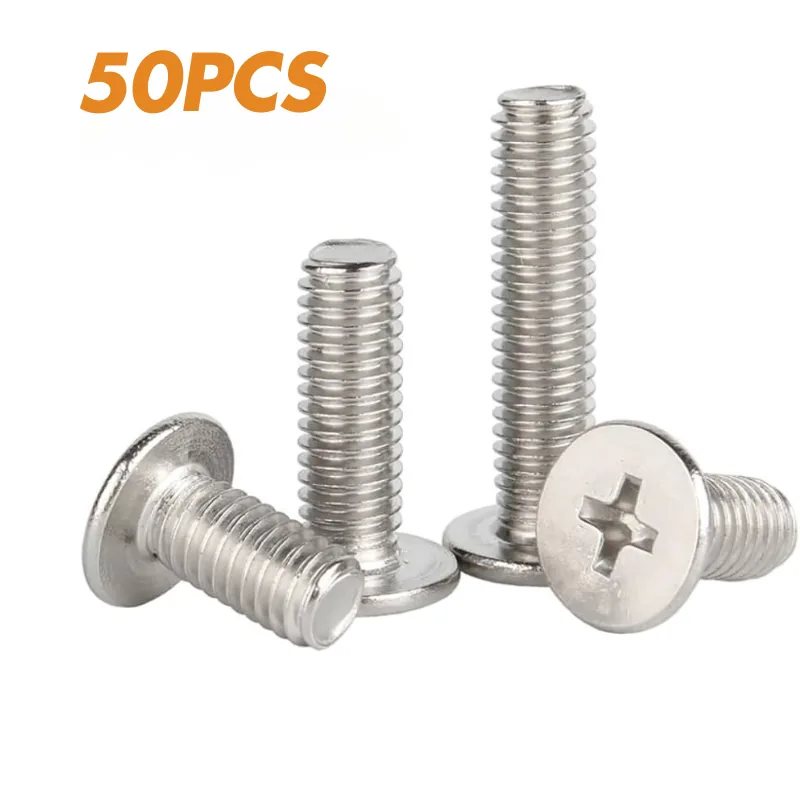 304 M4*12 50Pcs Stainless Steel Cross Flat Head Screw