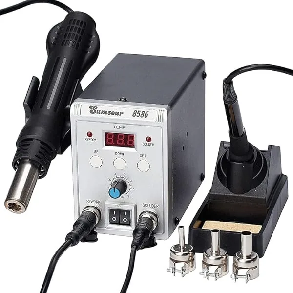 8586 700W 2 in 1 SMD Rework Soldering Station LED Digital Display Hot Air Gun