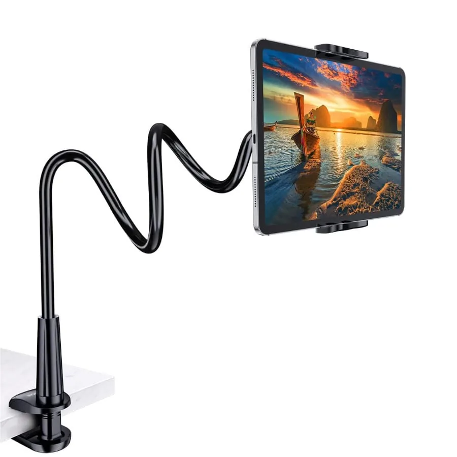 Gooseneck Tablet Holder Stand for Bed Adjustable Arm Tablets Mount Clamp