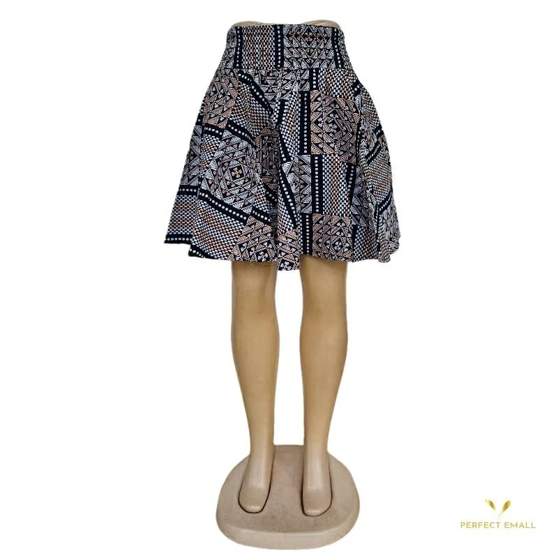 Women African Print Skirt Wax Print Circle Skirt .