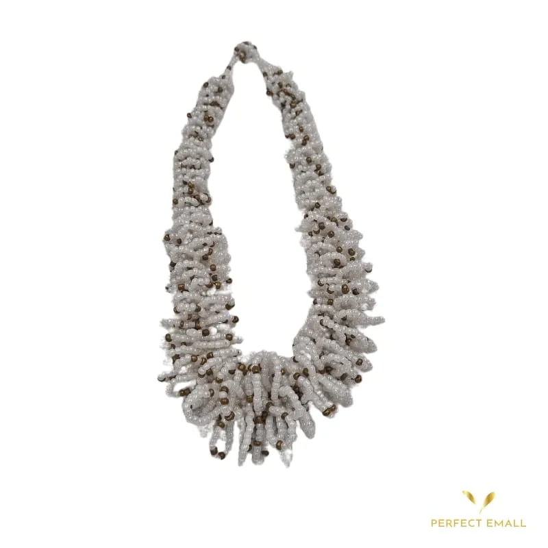Soft Cuff Beaded Necklaces White