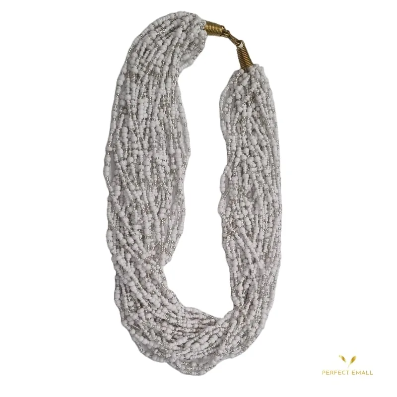Soft Cuff Beads Necklace for Women White