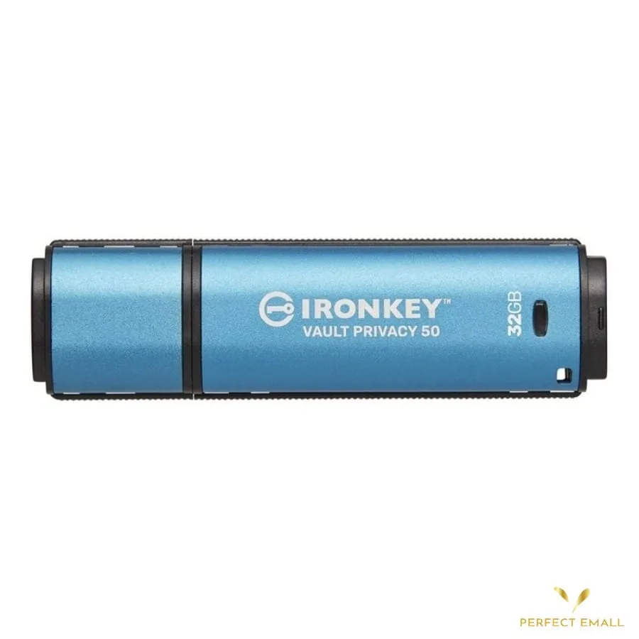 Kingston IronKey Vault Privacy 50 32GB | Encrypted USB 3.2 Flash Drive | USB-A | Blue