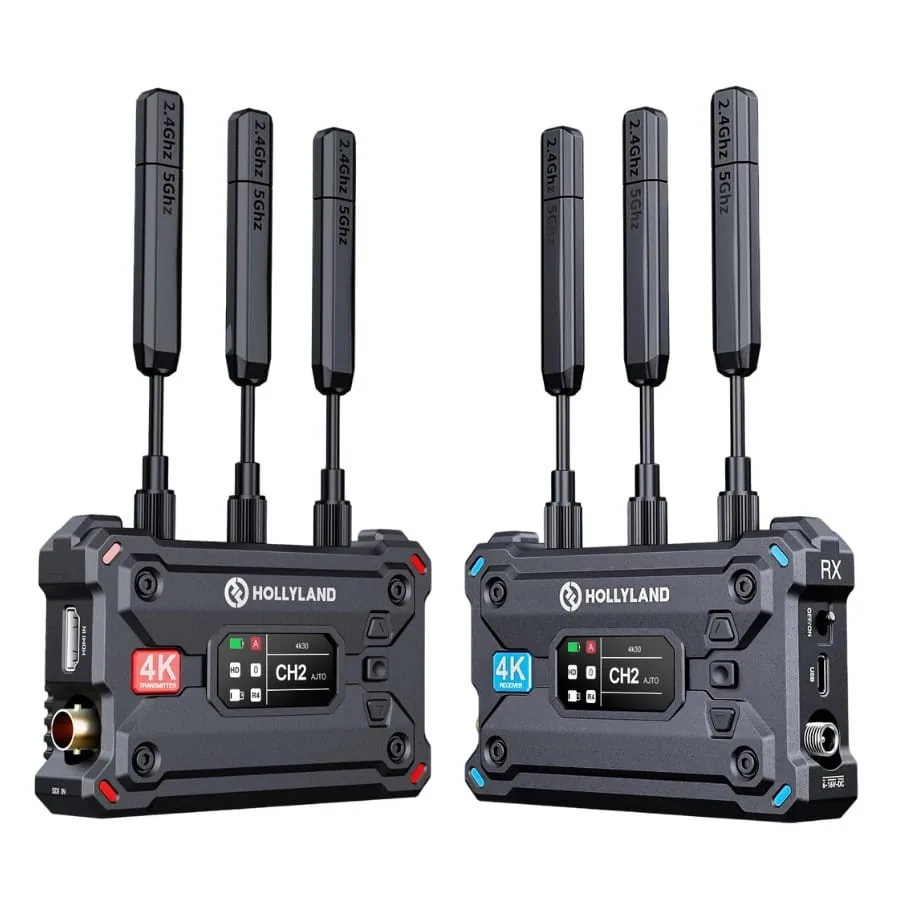 Hollyland Pyro S Wireless Video Transmission System and receiver system (HDMI/SDI, 4K/30fps, 1 TX to 4 RX)