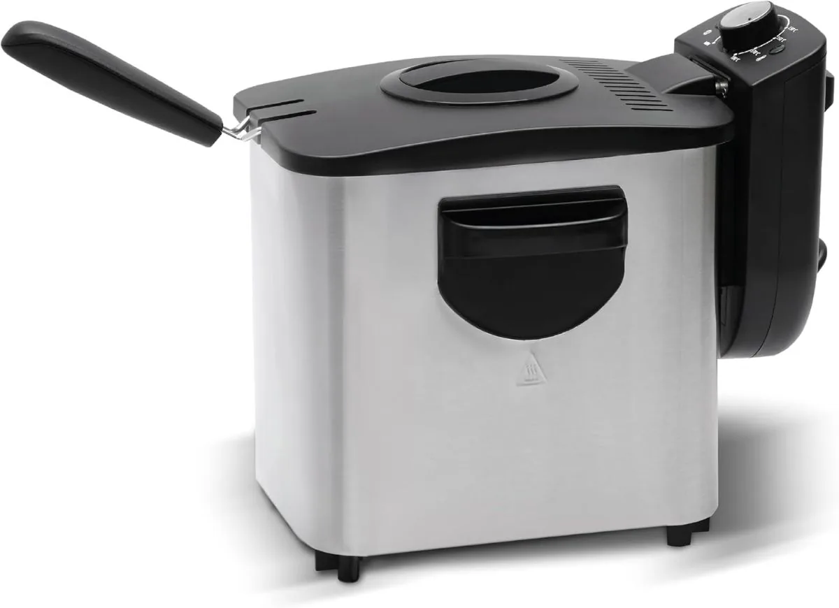 Nobel Deep Fryer with 4L Frying Capacity, Detachable Enamel Oil Tank Dishwasher Safe with Adjustable Temperature Control NDF8G Silver with 1 Year Warranty