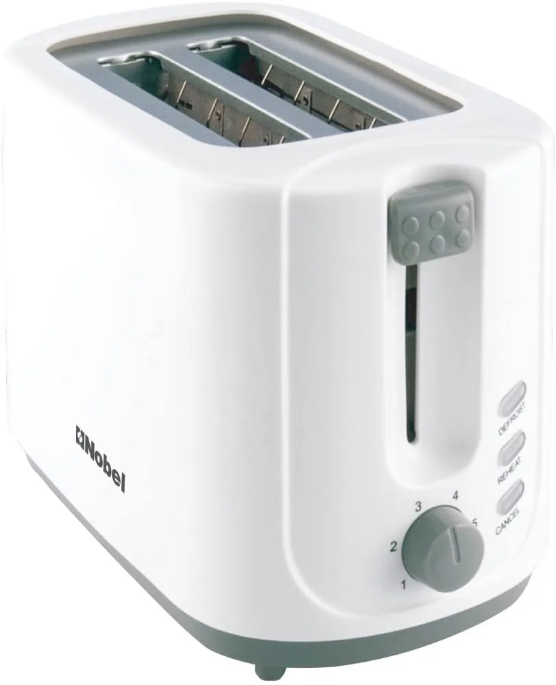 Nobel 2-Slice Toaster with Precise Toasting, Reheat, and Easy Cleaning for Effortless Breakfasts NST2T White with 1 Year Warranty