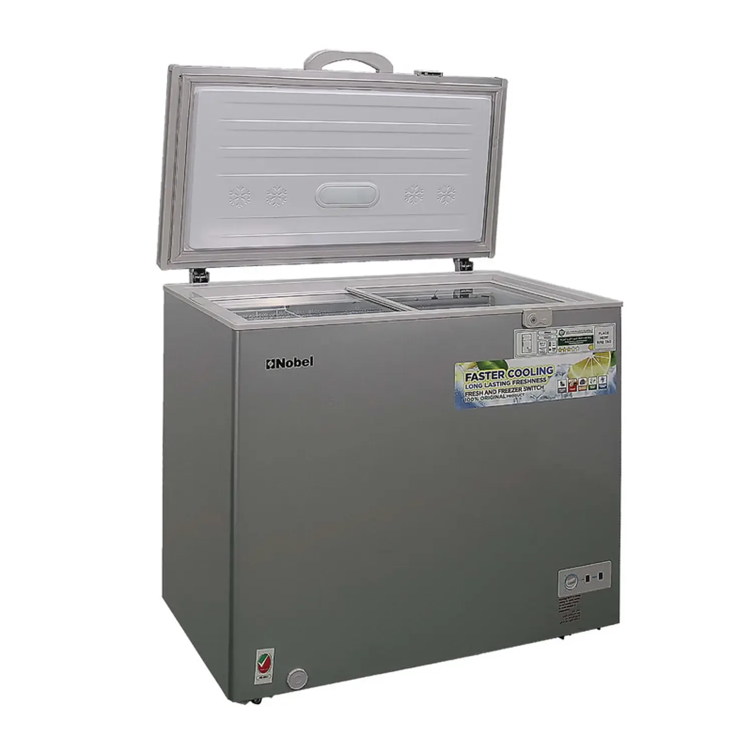 Nobel Single Door Freezer Silver 200 Litres Gas R600a Glass Sliding Door Lock And Key