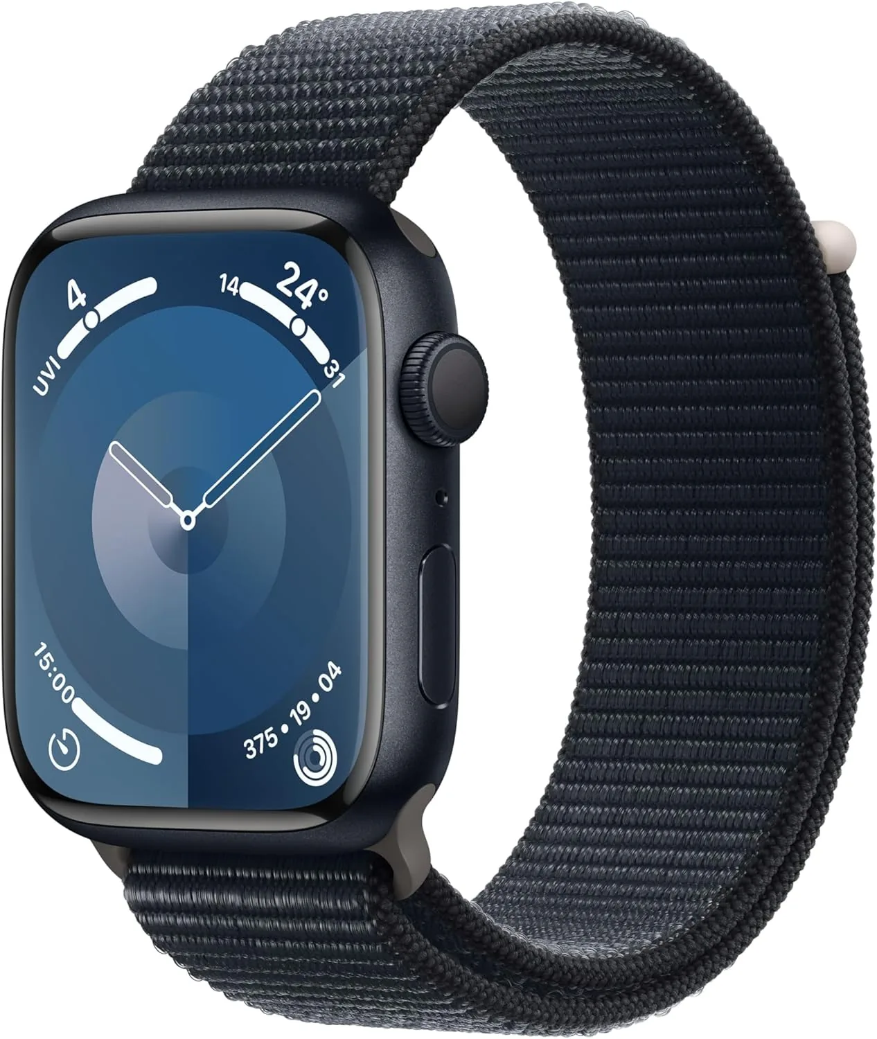 Apple Watch Series 9 [GPS 41mm] Smartwatch with Midnight Aluminum Case with Midnight Sport Loop One Size. Fitness Tracker, Blood Oxygen & ECG Apps, Always-On Retina Display, Water Resistant