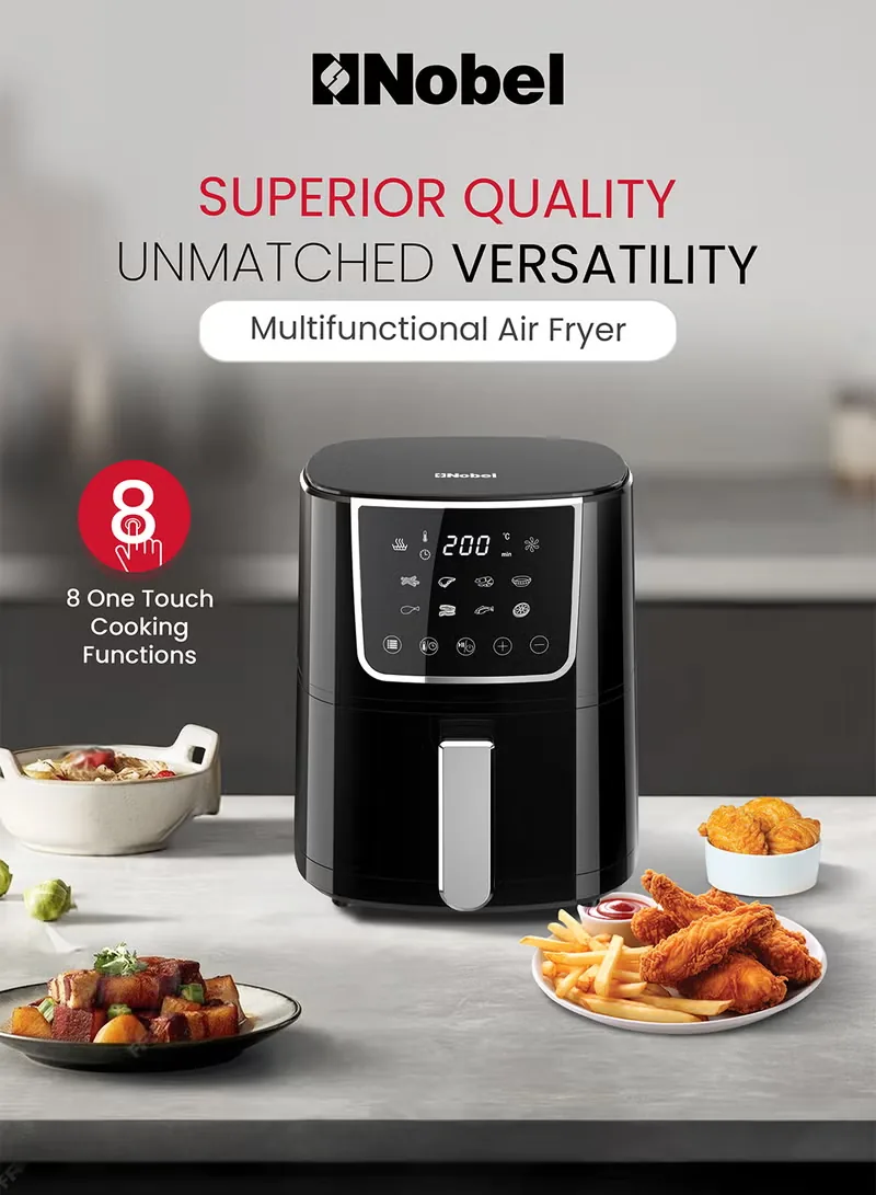 Air Fryer 4.5L Capacity, Multifunctional Fryer with Delay Function, Overheat Prevention, Digital Touch, 8 Preset Programs, High-Speed Air Circulation, Non-Stick 4 L 1400 W NAF600 Black
