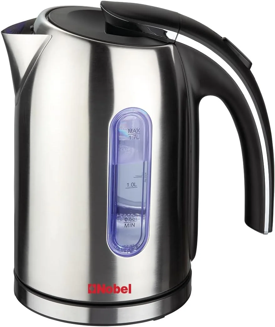 Nobel 1.7 Litre Stainless Steel Kettle, Dual Sided Water Window and Washable Filter with LED Light Removable & Washable Filter, Multi Safety NK17SS Sliver 1 Year Full Warranty