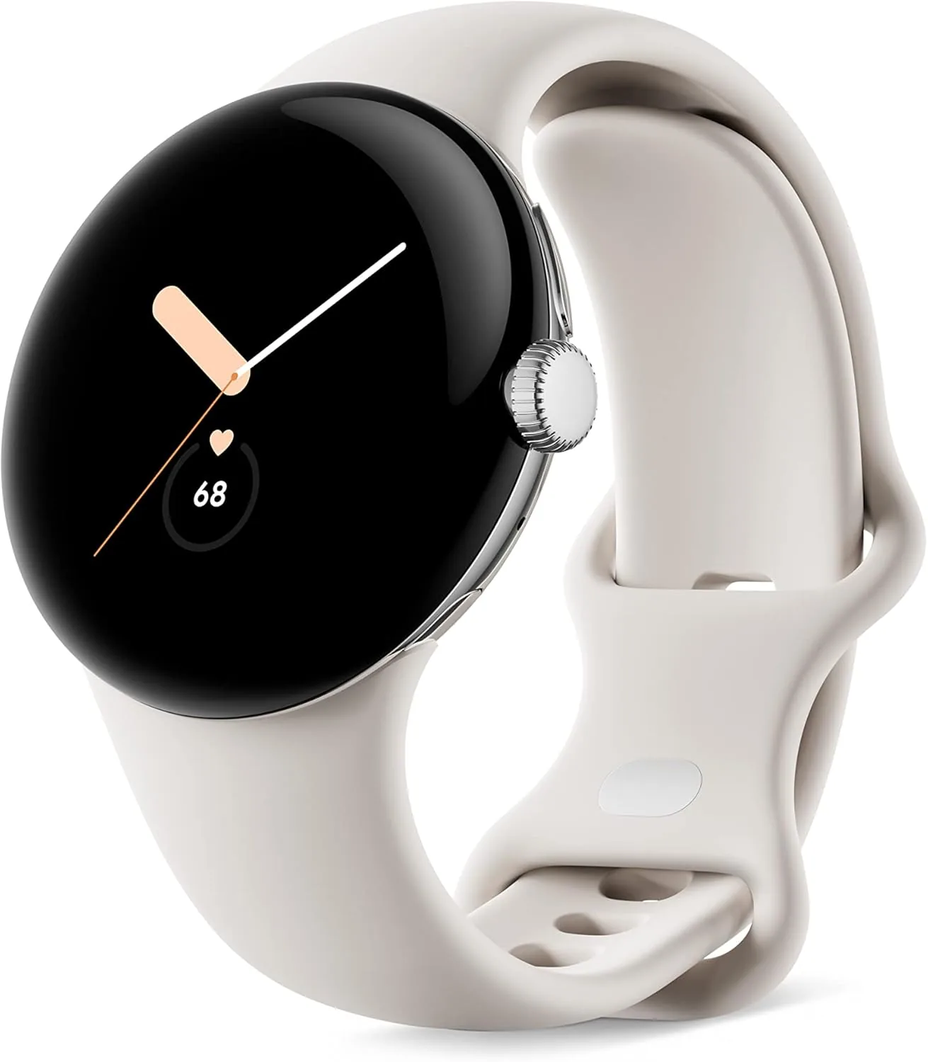 Google Pixel Watch - Android Smartwatch with Fitbit Activity Tracking - Heart Rate Tracking - Polished Silver Stainless Steel case with Chalk Active band - WiFi