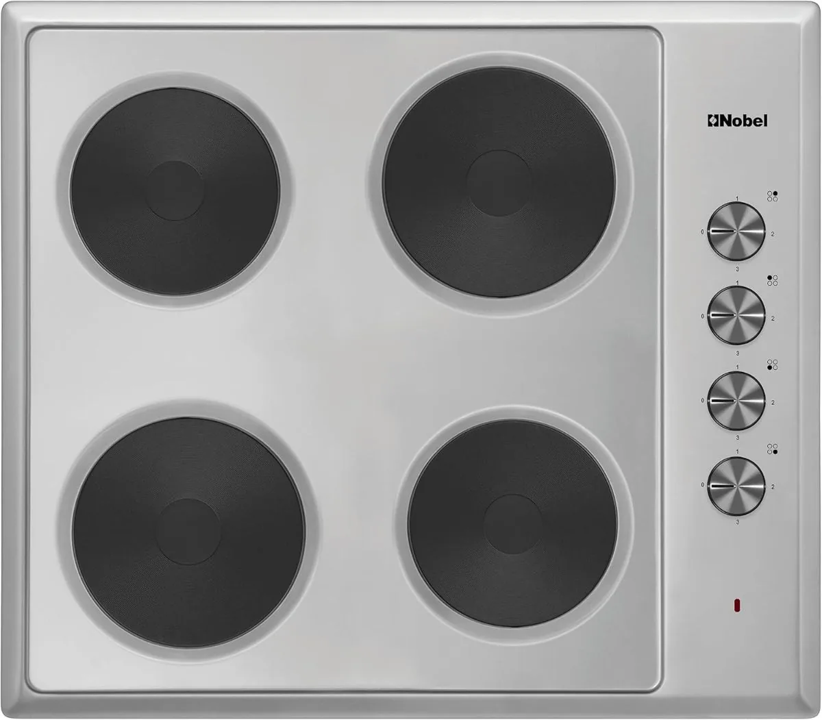 Nobel 60cm Electric Build In Hobs with 4 Hot Plate and Stainless Steel Top Plate NBH6040SSH Silver
