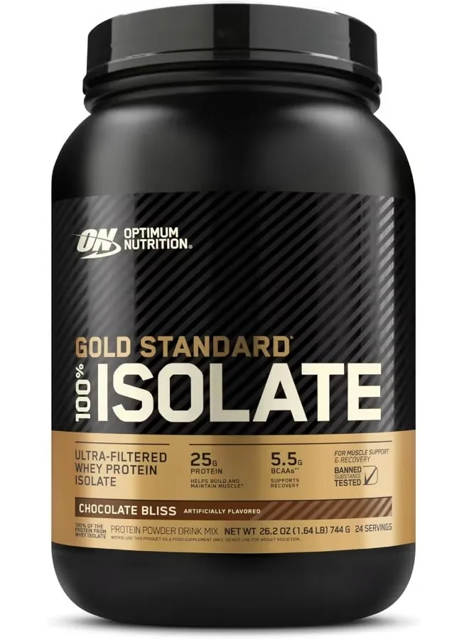Gold Standard 100% Isolate, 25 Grams of Protein, Hydrolyzed And Ultra-Filtered Whey Protein Isolate - Chocolate Bliss, 1.64 Lbs , 24 Servings (744 G)