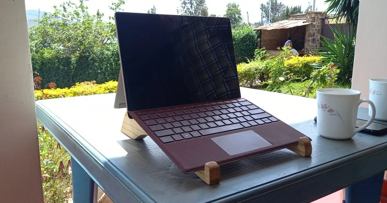 Wooden laptop stand riser