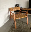 Red Eucalyptus, Tan Leather and Kitenge Chair by Inwood