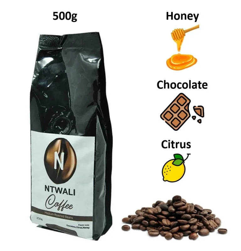 Arabica Medium Roasted Coffee Beans - Chocolate Citrus Honey - 500g