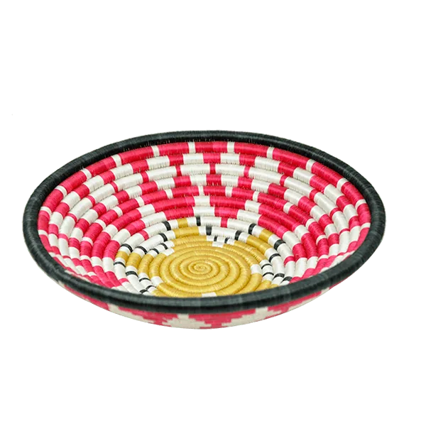 Beautiful round open basket Red, White and yellow center star