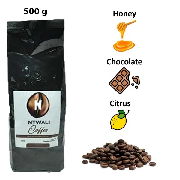 100% Arabica Medium Roasted Ground – Chocolate, Citrus & Honey flavors – 500g