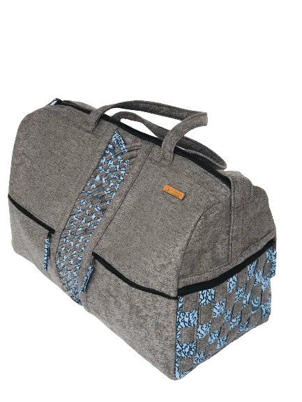 Patrone Limbag – Travel and Accessories Bag - Grey with Blue and Black print by Aflimba