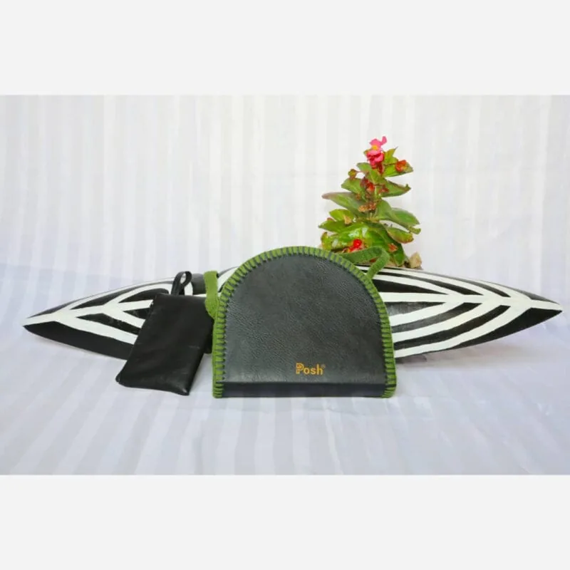 Green Leather and Thread Handbag by Posh Creative