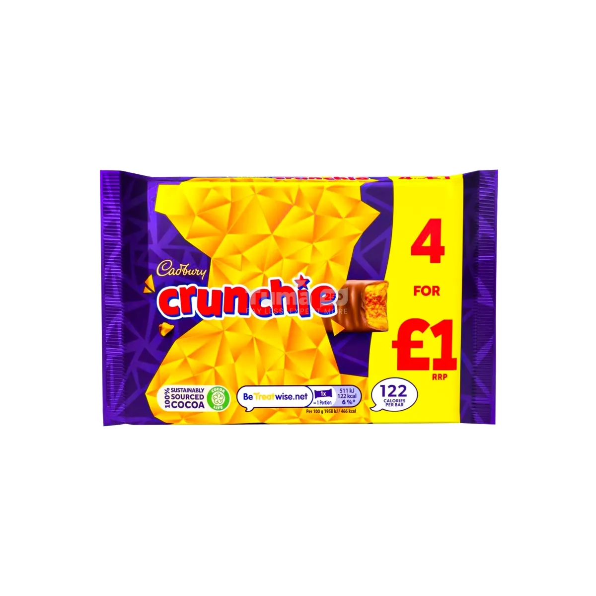Cadbury Dairy Crunchie Chocolate Bar 4 Bars 104.4g