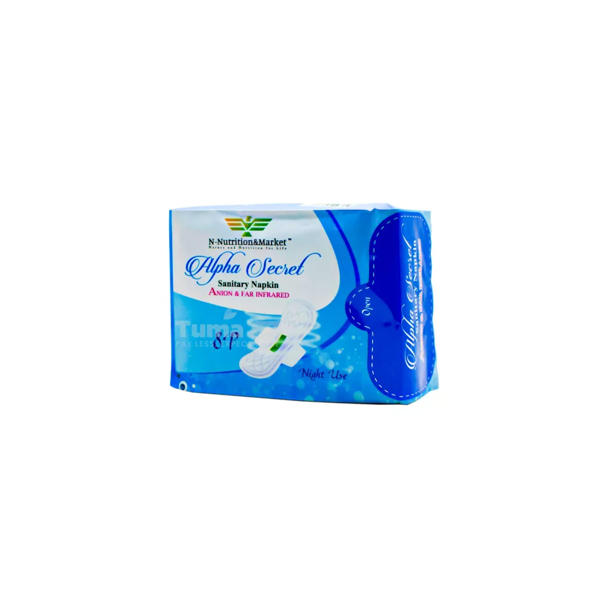 Alpha Secret Anion & Far Infrared Sanitary Napkin  Night Use (8 Pack)