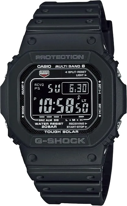 Casio G-Shock GWM5610U-1B Mens Tough Solar Atomic Digital Watch, Multi-Band 6 Radio Controlled, 200M Water Resistant, Shock Resistant, LED Backlight, Black Resin Strap