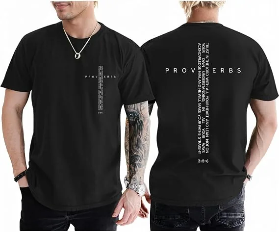 Christian Shirts For Men Vintage Religious Cross Bible Verse T-Shirt Jesus Faith Tshirt Inspirational Graphic Tees