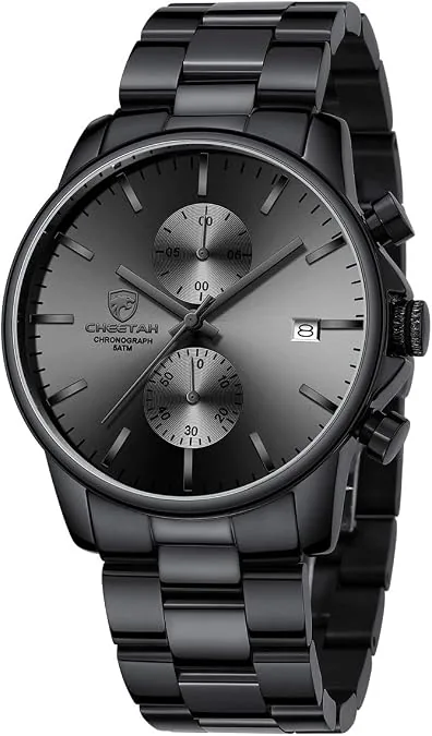 GOLDEN HOUR Fashion Business Mens Watches With Stainless Steel Waterproof Chronograph Quartz Watch For Men, Auto Date